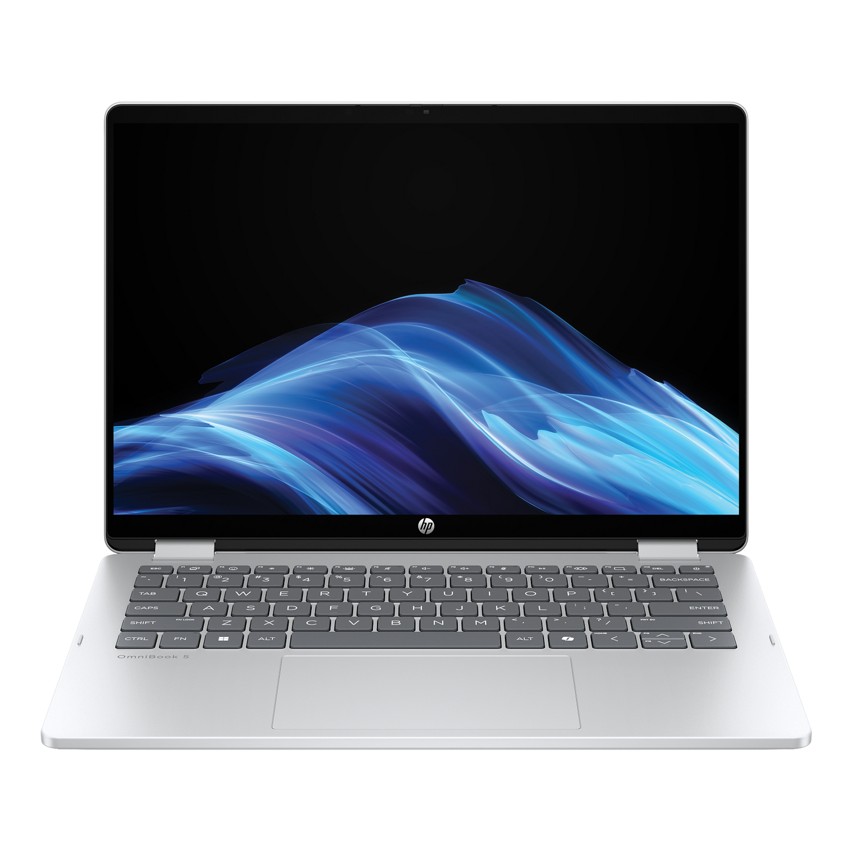HP OmniBook 5 Flip X360 14-fp0023dx 14-inch 2K touchscreen laptop with Intel Core 7-150U, 16GB RAM, and 512GB SSD