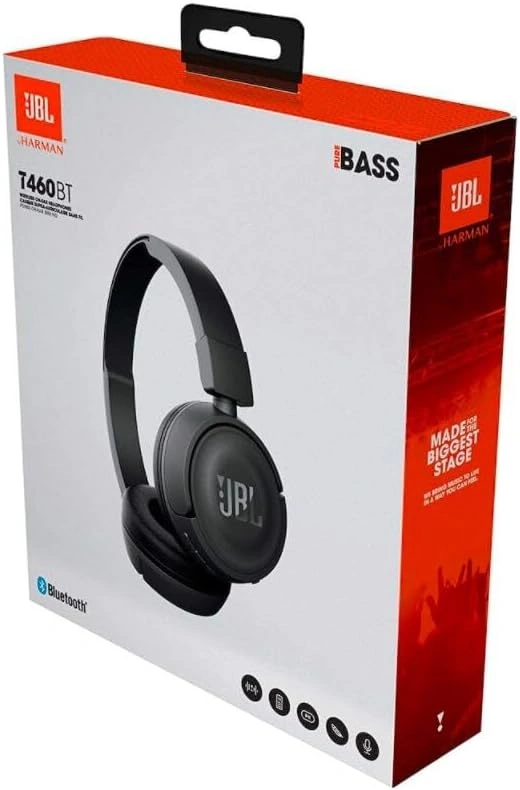 Lightweight JBL T460BT on-ear wireless headphones with 11-hour battery