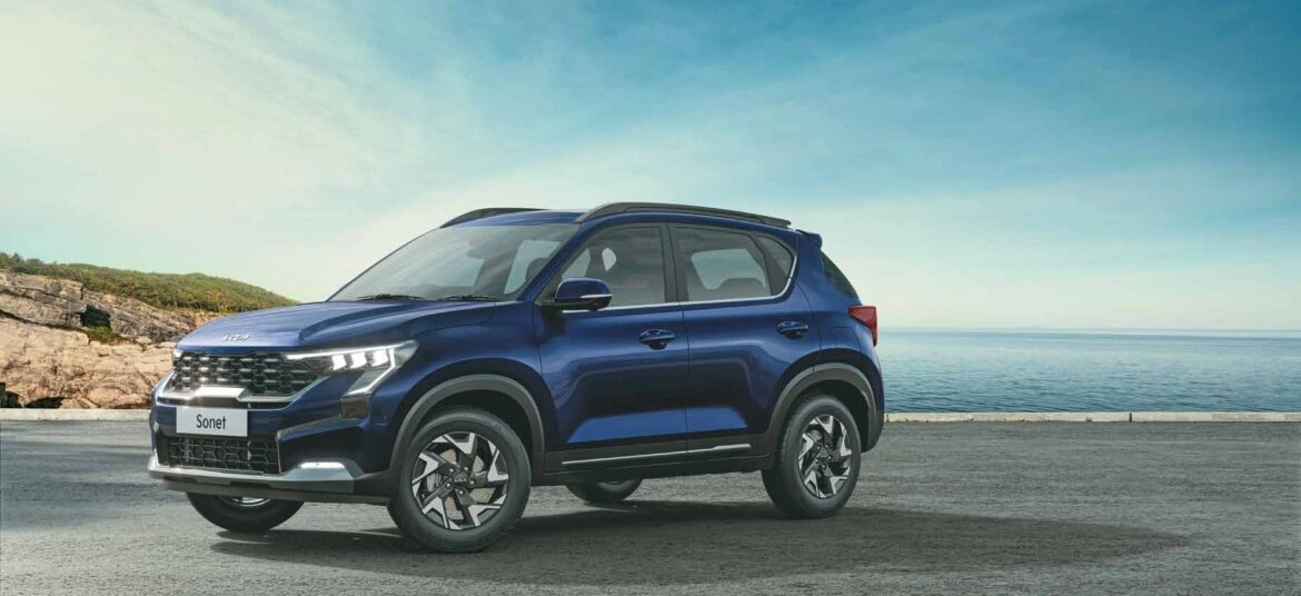 Kia Sonet GTX Plus 2025 front view SUV in Sri Lanka showroom